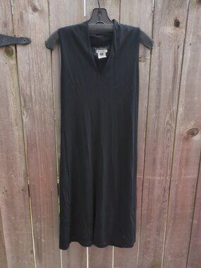 Lida Baday Black Sleeveless Midi Dress Size L Made in Canada Minimalist